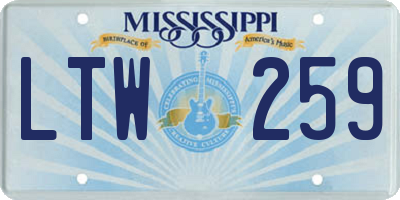 MS license plate LTW259