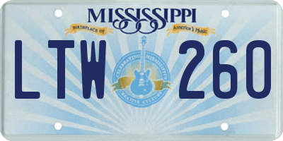 MS license plate LTW260