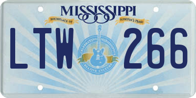 MS license plate LTW266