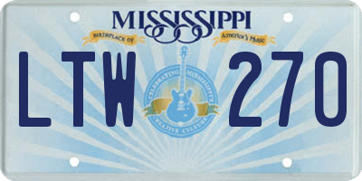 MS license plate LTW270