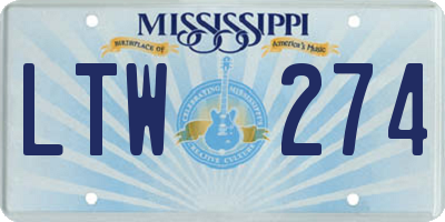MS license plate LTW274