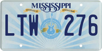 MS license plate LTW276