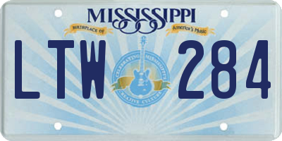 MS license plate LTW284
