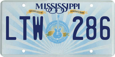 MS license plate LTW286