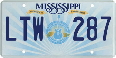 MS license plate LTW287