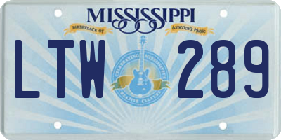 MS license plate LTW289