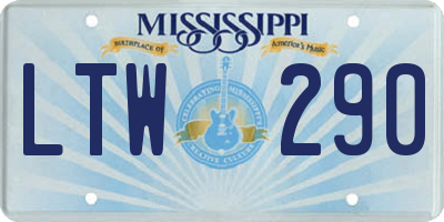 MS license plate LTW290