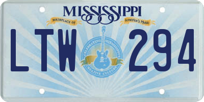 MS license plate LTW294