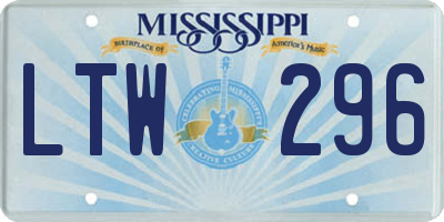 MS license plate LTW296
