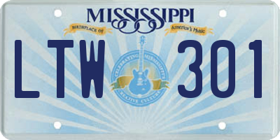 MS license plate LTW301