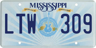 MS license plate LTW309