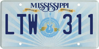 MS license plate LTW311