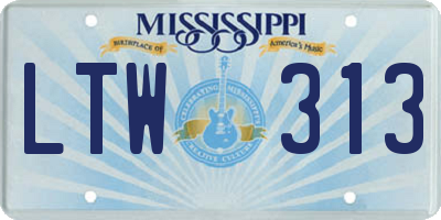 MS license plate LTW313