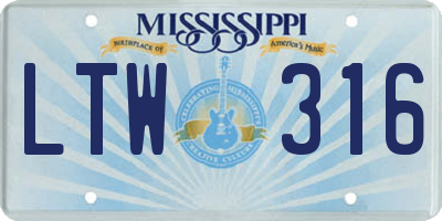 MS license plate LTW316