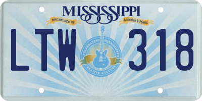 MS license plate LTW318