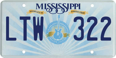 MS license plate LTW322
