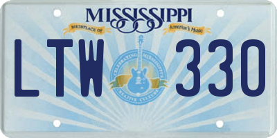 MS license plate LTW330