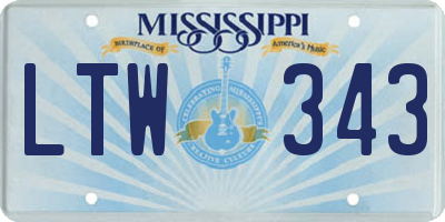 MS license plate LTW343