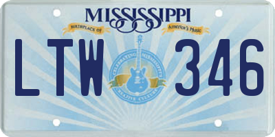MS license plate LTW346