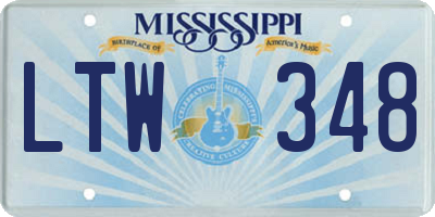 MS license plate LTW348