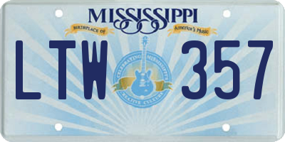 MS license plate LTW357