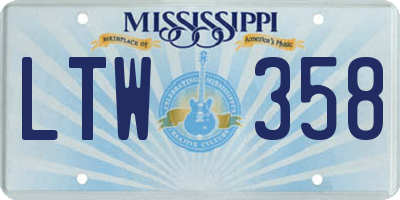 MS license plate LTW358