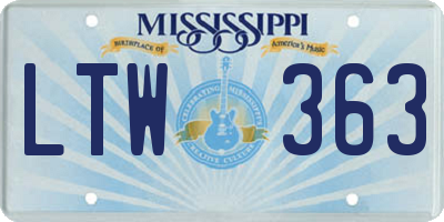 MS license plate LTW363