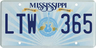 MS license plate LTW365