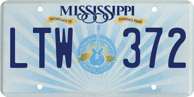 MS license plate LTW372