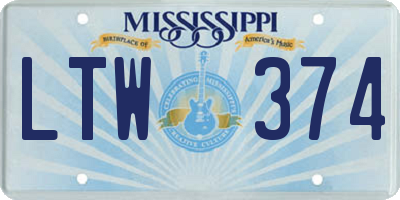 MS license plate LTW374