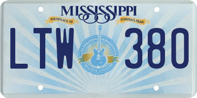 MS license plate LTW380