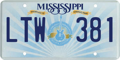 MS license plate LTW381
