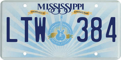MS license plate LTW384