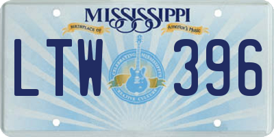 MS license plate LTW396