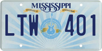 MS license plate LTW401