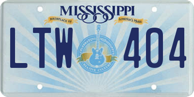 MS license plate LTW404