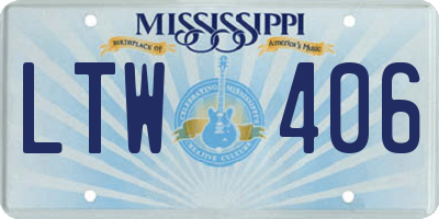 MS license plate LTW406