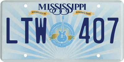 MS license plate LTW407