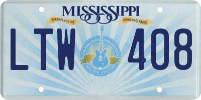 MS license plate LTW408