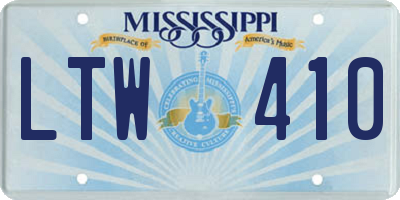 MS license plate LTW410
