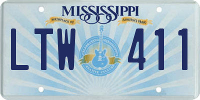 MS license plate LTW411