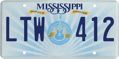 MS license plate LTW412