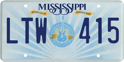MS license plate LTW415