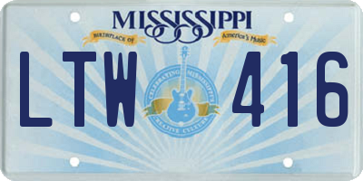 MS license plate LTW416