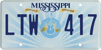 MS license plate LTW417