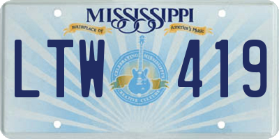 MS license plate LTW419