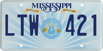 MS license plate LTW421