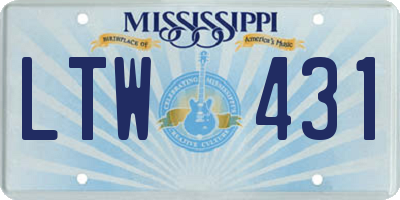 MS license plate LTW431