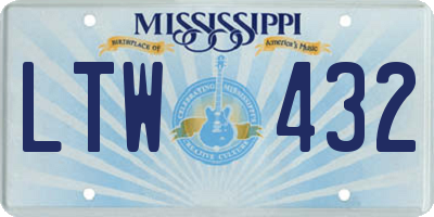 MS license plate LTW432