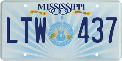 MS license plate LTW437